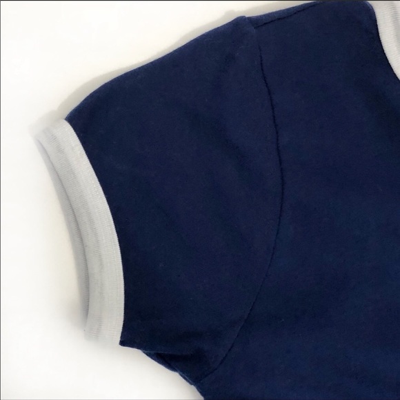 ☀️ Forever 21 navy blue crop top white trim short - Picture 4 of 4
